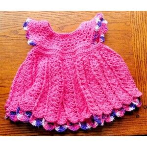 Dress 12 to 18 months new girls Leia Allen Hand Made crochet pink Angel baby